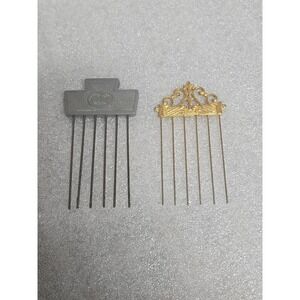 Vtg Goody Metal Hair Pick Comfort Tip Travel‎ Size & Vtg Gold Pick Lot Of 2 READ